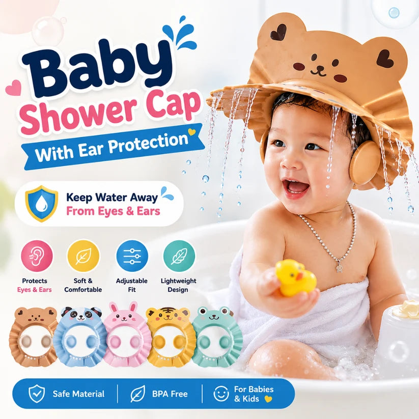 Adjustable Baby Shower Cap with Eye & Ear Protection