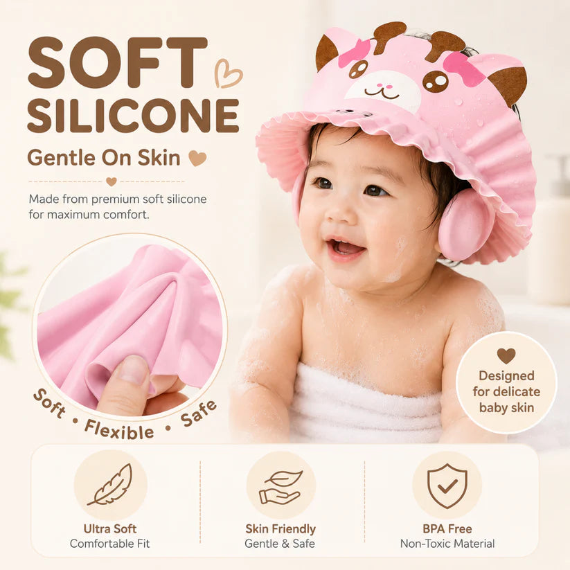 Adjustable Baby Shower Cap with Eye & Ear Protection