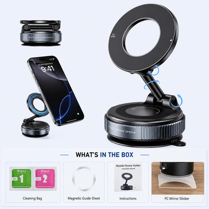 Phone holder with ring light and accessories on a white background
