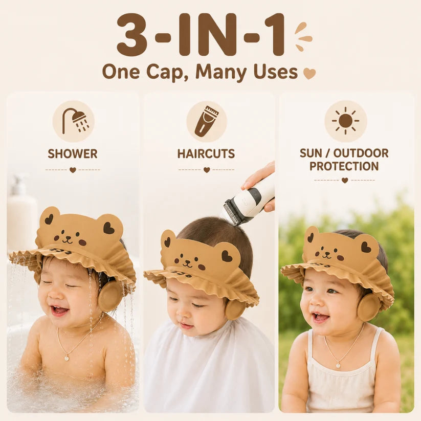 Adjustable Baby Shower Cap with Eye & Ear Protection