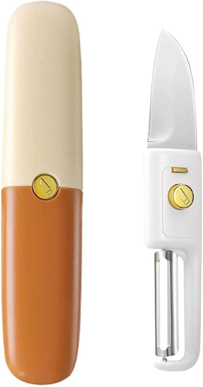 2-in-1 Stainless Steel Fruit Knife & Vegetable Peeler – Portable Dual-Ended Kitchen Tool