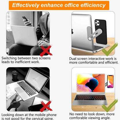 Magnetic Foldable Laptop Side Phone Holder – Adjustable Dual-Screen Mount