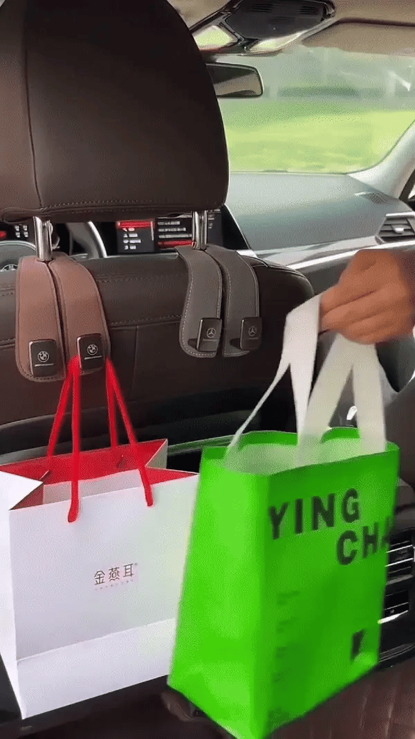 Premium Car Headrest Organizer Leather Hook