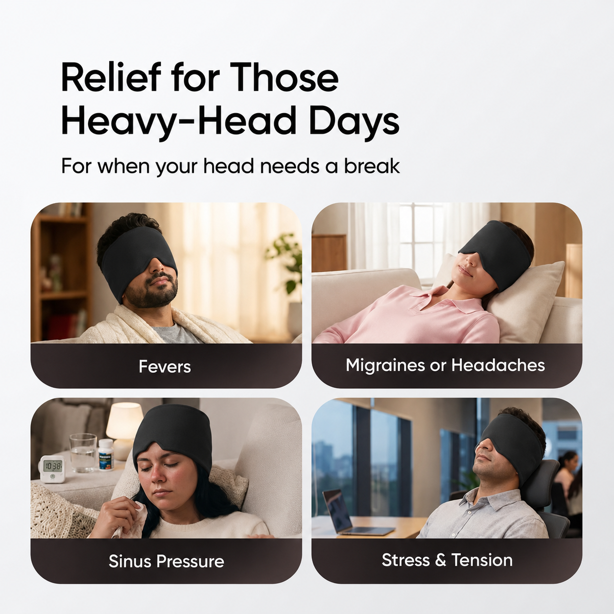 Cold & Hot Therapy Cap for Headache, Migraine & Tension Comfort