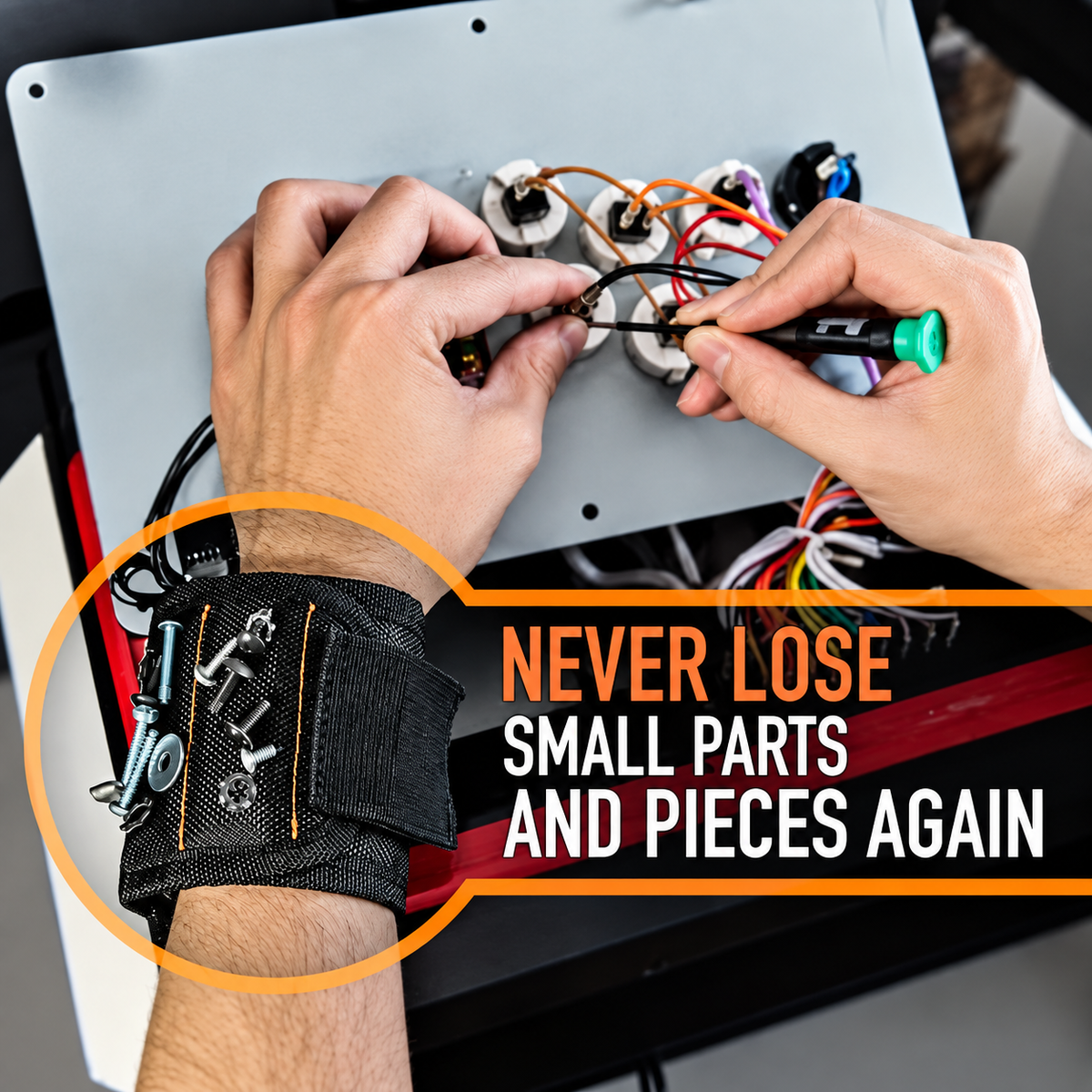 Magnetic Wristband Tool Holder – Adjustable Hands-Free Screw & Nail Holder