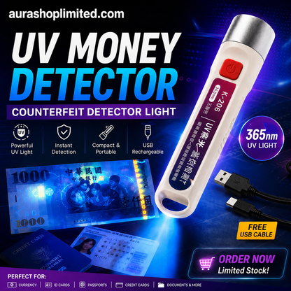 Handheld UV Money Detector | 365nm Rechargeable Counterfeit Note Checker