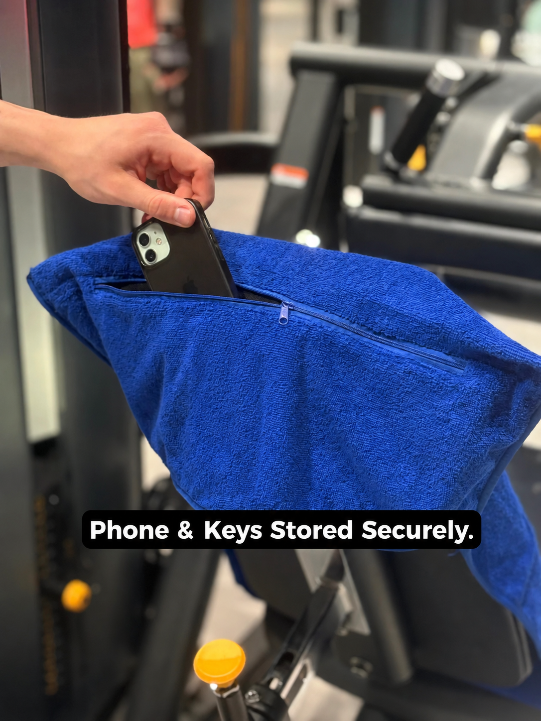 Non-Slip Cotton Gym Towel with Secure Zipper Pocket
