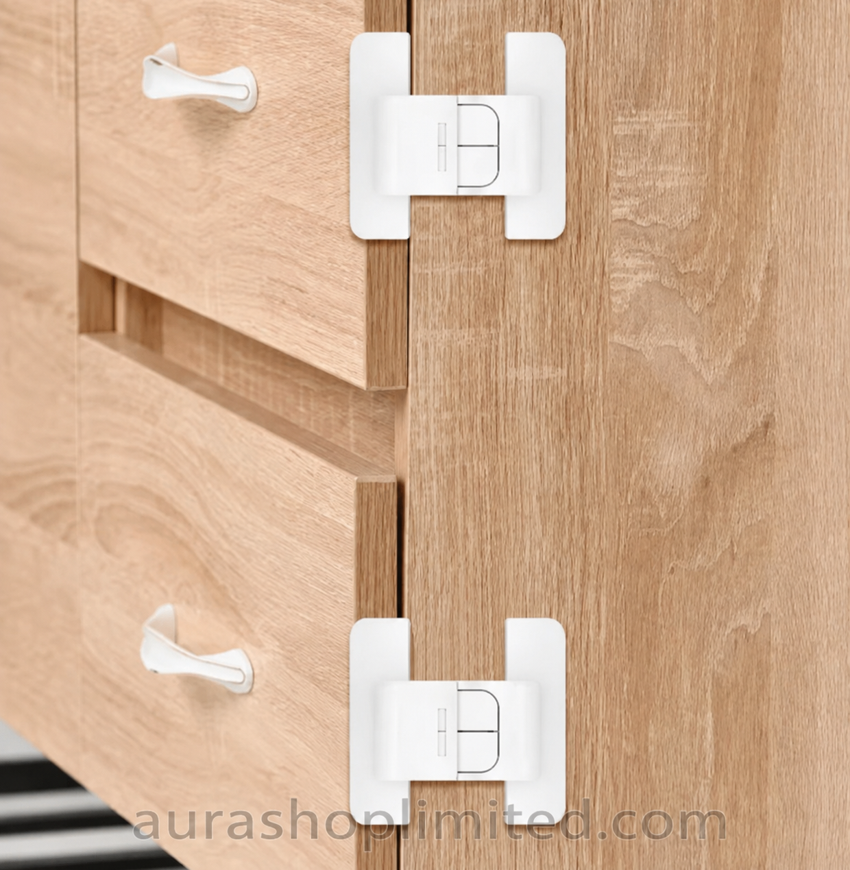 Pack of 2 - Auto-Locking Fridge & Cabinet Safety Lock
