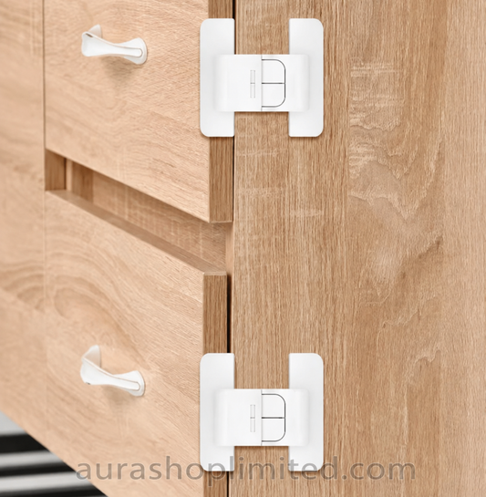 Pack of 2 - Auto-Locking Fridge & Cabinet Safety Lock